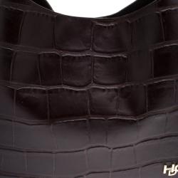 Pre Owned Givenchy Dark Brown Croc Embossed Leather Small Hobo