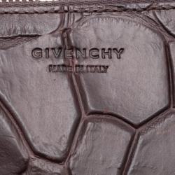 Pre Owned Givenchy Dark Brown Croc Embossed Leather Small Hobo