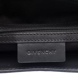 مملوكة مسبقًا حقيبة يد جيفنشي شوبر جلد وكانفاس مقوى سوداء/ بيضاء