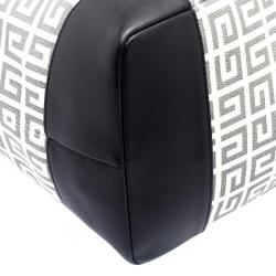 مملوكة مسبقًا حقيبة يد جيفنشي شوبر جلد وكانفاس مقوى سوداء/ بيضاء