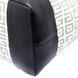 مملوكة مسبقًا حقيبة يد جيفنشي شوبر جلد وكانفاس مقوى سوداء/ بيضاء