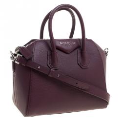 Pre Owned Givenchy Burgundy Leather Mini Antigona Satchel