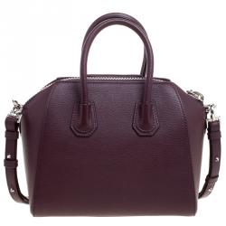 Pre Owned Givenchy Burgundy Leather Mini Antigona Satchel