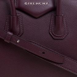 Pre Owned Givenchy Burgundy Leather Mini Antigona Satchel