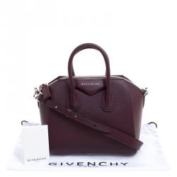 Pre Owned Givenchy Burgundy Leather Mini Antigona Satchel