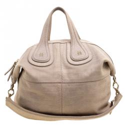 Pre Owned Givenchy Beige Croc Embossed Leather Medium Nightingale Tote