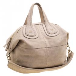 Pre Owned Givenchy Beige Croc Embossed Leather Medium Nightingale Tote