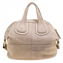 Pre Owned Givenchy Beige Croc Embossed Leather Medium Nightingale Tote
