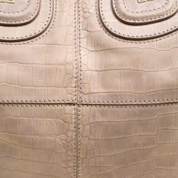 Pre Owned Givenchy Beige Croc Embossed Leather Medium Nightingale Tote