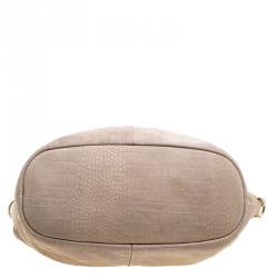 Pre Owned Givenchy Beige Croc Embossed Leather Medium Nightingale Tote