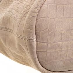 Pre Owned Givenchy Beige Croc Embossed Leather Medium Nightingale Tote