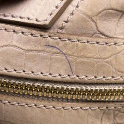 Pre Owned Givenchy Beige Croc Embossed Leather Medium Nightingale Tote