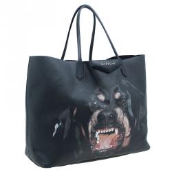 مملوكة مسبقًا Givenchy Black Coated Canvas Dog Print Large Shopper Tote 