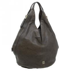 Pre Owned Givenchy Military Green Leather Medium Tinhan Hobo