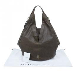 Pre Owned Givenchy Military Green Leather Medium Tinhan Hobo