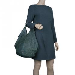 Pre Owned Givenchy Green Textured Leather Small Tinhan Hobo Bag