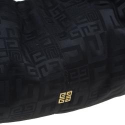 Pre Owned Givenchy Black Fabric Logo Print Hobo