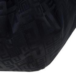 Pre Owned Givenchy Black Fabric Logo Print Hobo