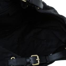 Pre Owned Givenchy Black Fabric Logo Print Hobo
