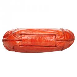 Pre Owned Givenchy Apricot Distressed Patent Leather Hobo