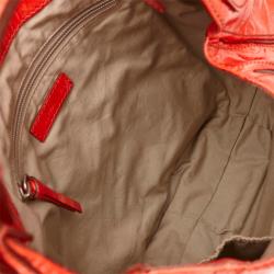 Pre Owned Givenchy Apricot Distressed Patent Leather Hobo