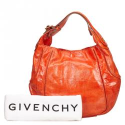 Pre Owned Givenchy Apricot Distressed Patent Leather Hobo