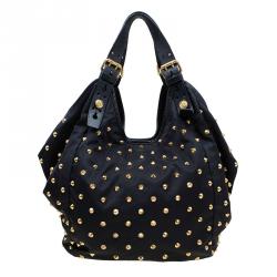 Pre Owned Givenchy Black Nylon Studded New Sacca Hobo
