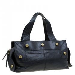 Pre Owned حقيبة جيفنشي جلد أسود بأزرار مزينة