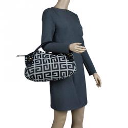 Pre Owned Givenchy Black/Grey Fabric Logo Print Hobo