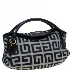 Pre Owned Givenchy Black/Grey Fabric Logo Print Hobo