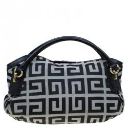 Pre Owned Givenchy Black/Grey Fabric Logo Print Hobo