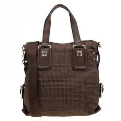 Givenchy Brown Canvas Jacquard Top Handle Bag