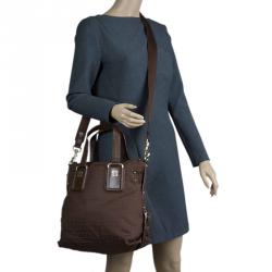 Givenchy Brown Canvas Jacquard Top Handle Bag