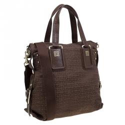 Givenchy Brown Canvas Jacquard Top Handle Bag