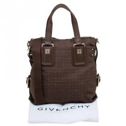 Givenchy Brown Canvas Jacquard Top Handle Bag
