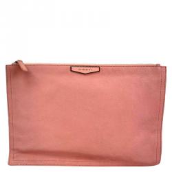 Pre Owned Givenchy Pink Leather Large Antigona Pouch