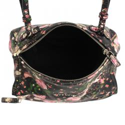 Pre Owned Givenchy Black Floral Leather Small Pandora Crossbody Bag