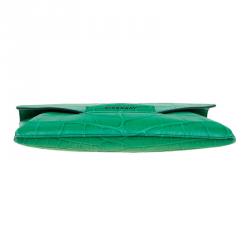 Pre Owned Givenchy Green Croc Embossed Leather Medium Antigona Envelope Clutch