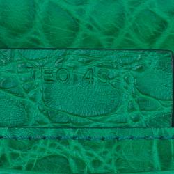 Pre Owned Givenchy Green Croc Embossed Leather Medium Antigona Envelope Clutch