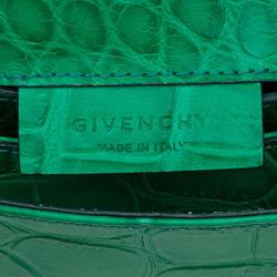 Pre Owned Givenchy Green Croc Embossed Leather Medium Antigona Envelope Clutch