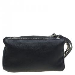 Pre Owned Givenchy Black Leather Pandora Wristlet Clutch