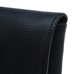 Pre Owned Givenchy Black Leather Medium Antigona Envelope Clutch