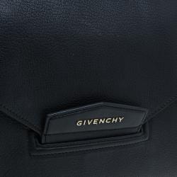 Pre Owned Givenchy Black Leather Medium Antigona Envelope Clutch