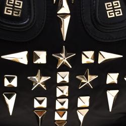 Pre Owned حقيبة يد جيفنشي نايتينغيل مرصعة متوسطة جلد ونايلون سوداء