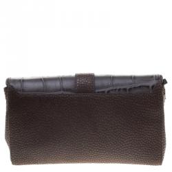 Pre Owned Givenchy Grey/Beige Croc and Lizard Embossed Leather Obsedia Shoulder Bag