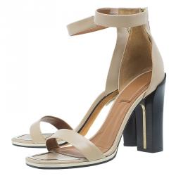 Givenchy Beige Leather Ankle Strap Platform Heel Sandals Size 37