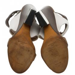 Pre Owned Givenchy Two Tone Leather Ankle Strap Wedge Sandals Size 41