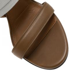 Pre Owned Givenchy Two Tone Leather Ankle Strap Wedge Sandals Size 41