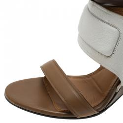 Pre Owned Givenchy Two Tone Leather Ankle Strap Wedge Sandals Size 41