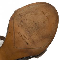 Pre Owned Givenchy Two Tone Leather Ankle Strap Wedge Sandals Size 41